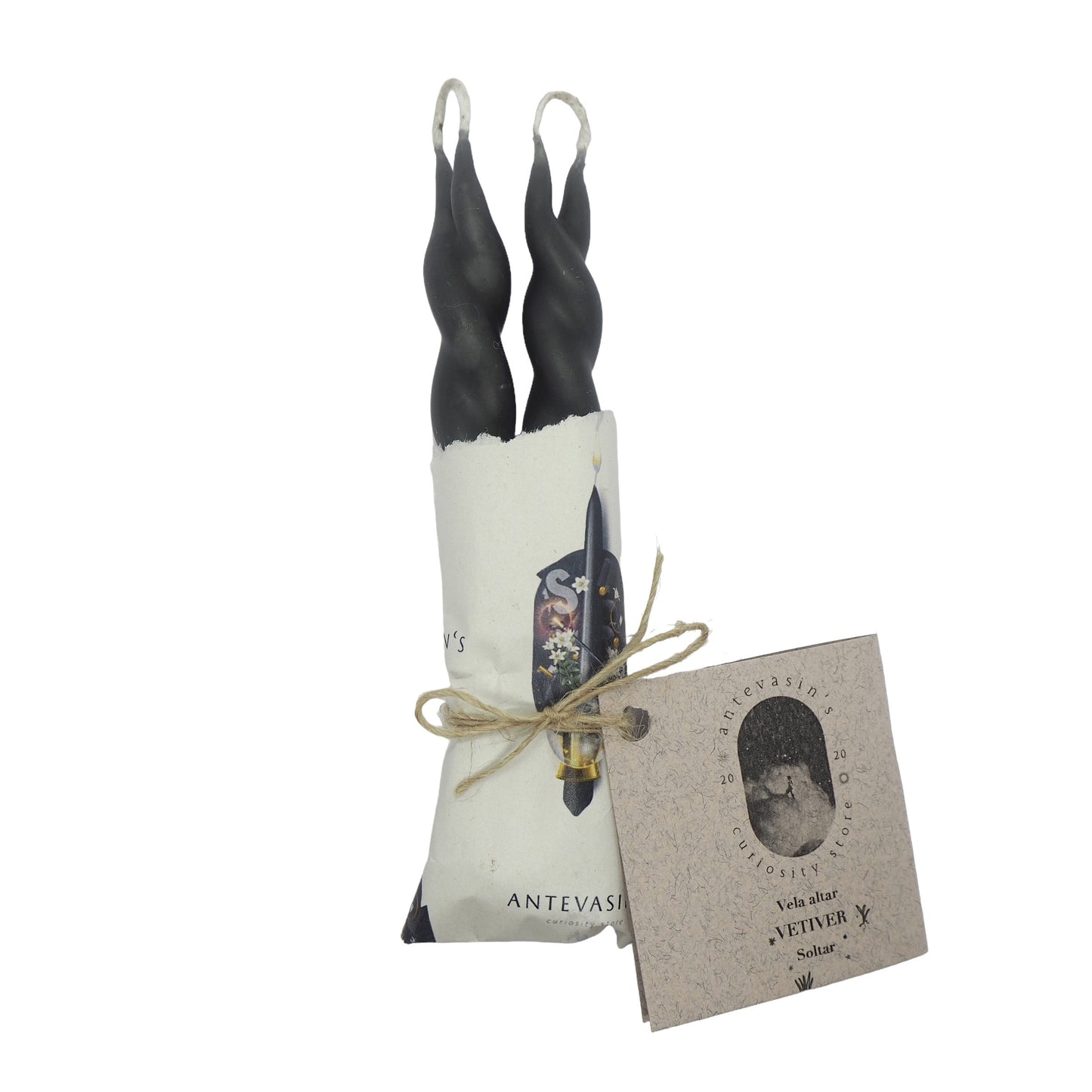 Vela negra ritual pareja VETIVER (Dejar ir) trenzada x 13cm