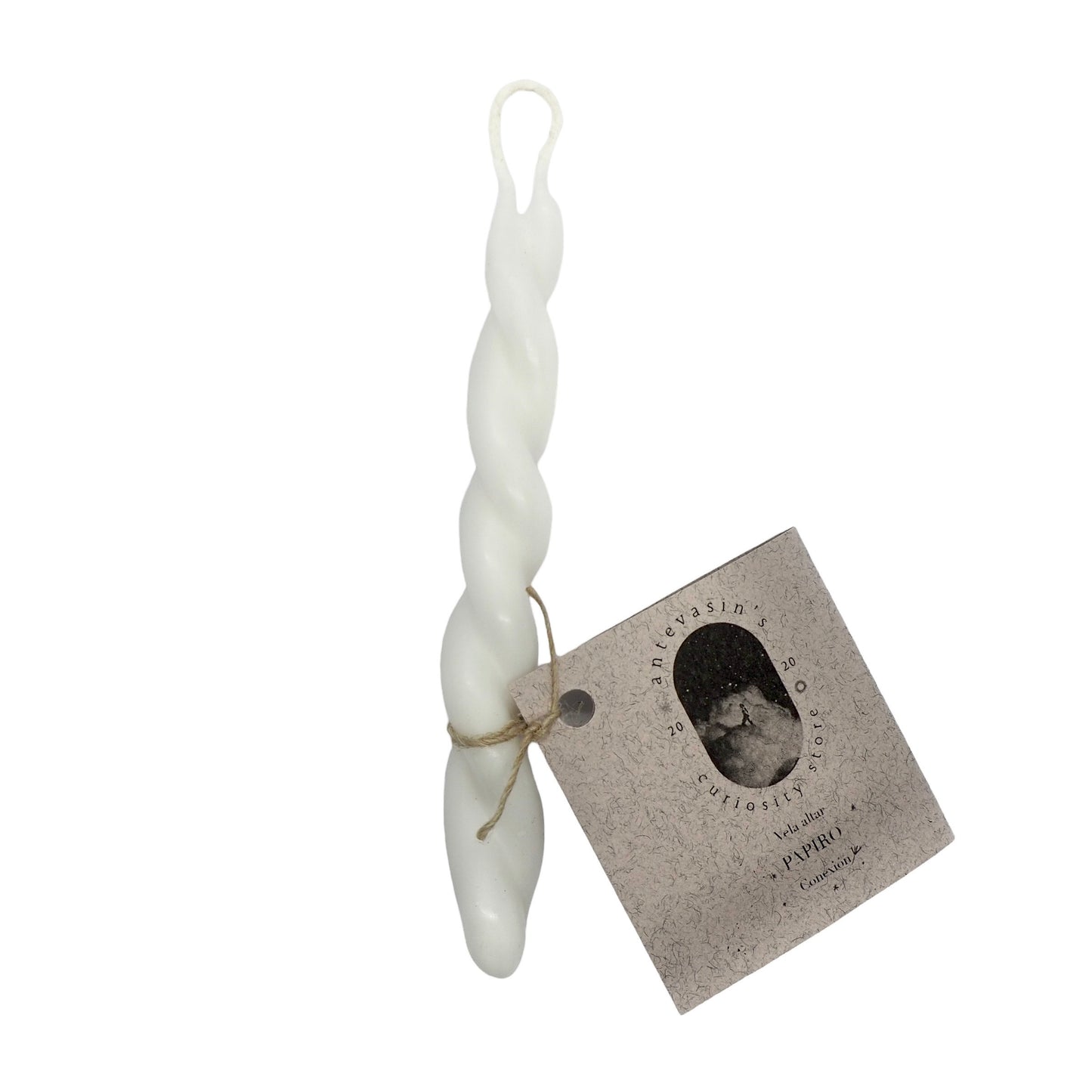 Vela ritual blanca pareja PAPIRO (conexión) trenzada 13cm