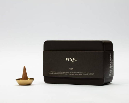 Pack Caja de cemento con conos de incienso OUDH y quemador
