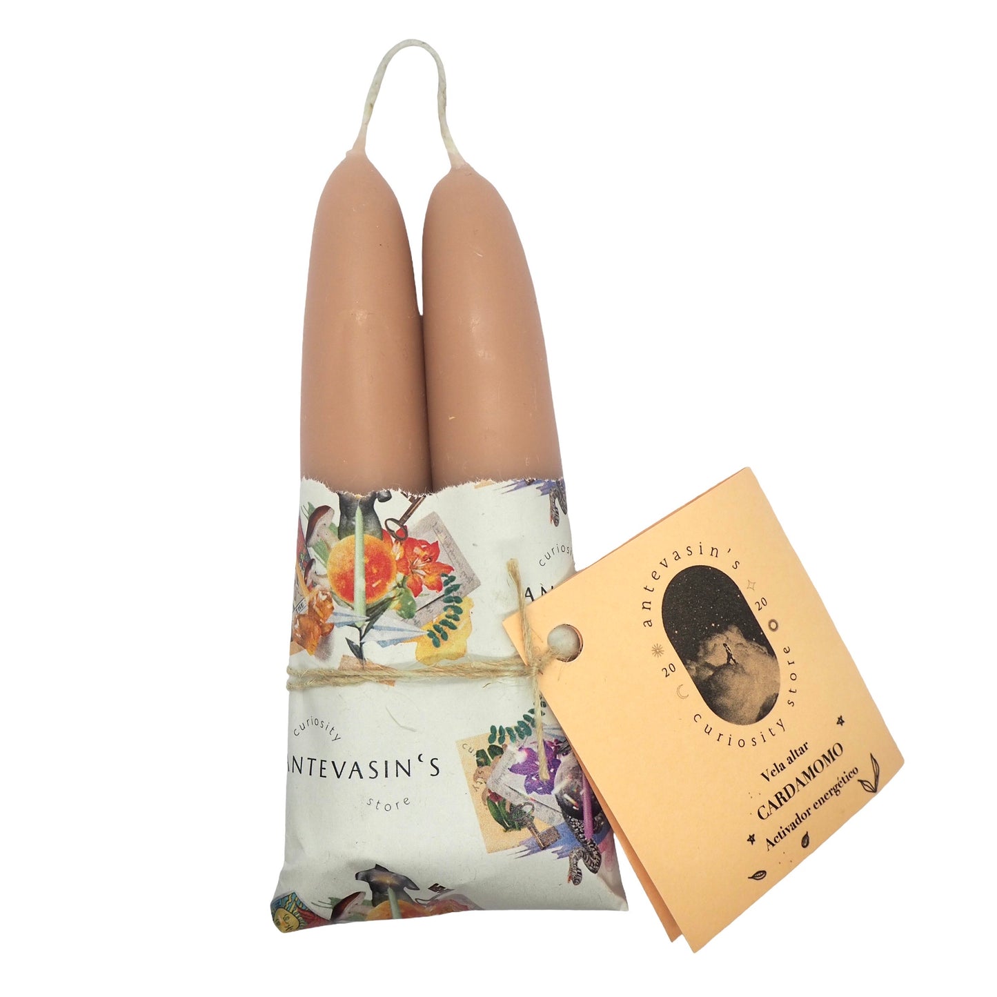 Vela ritual beige CARDAMOMO (Activador energético) 40gr x 13cm