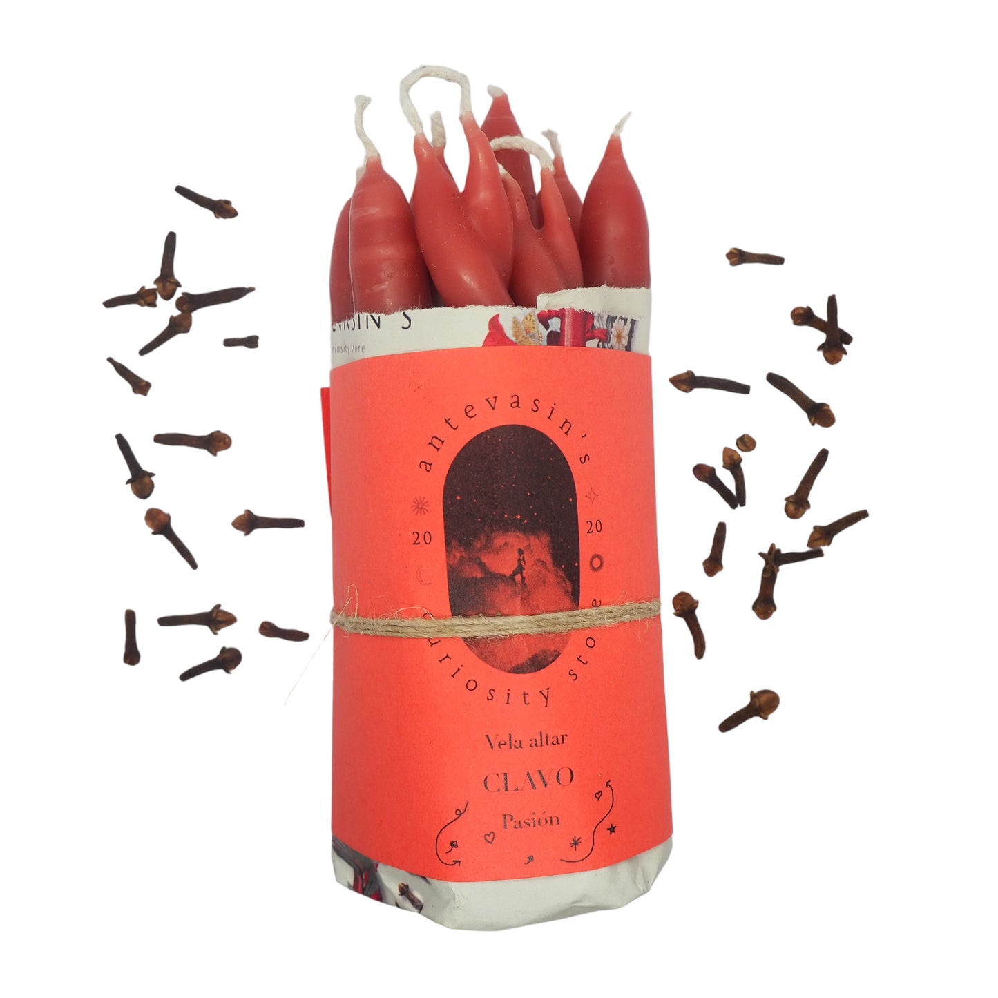 Vela ritual roja CLAVO (Pasión) 15gr x 13cm