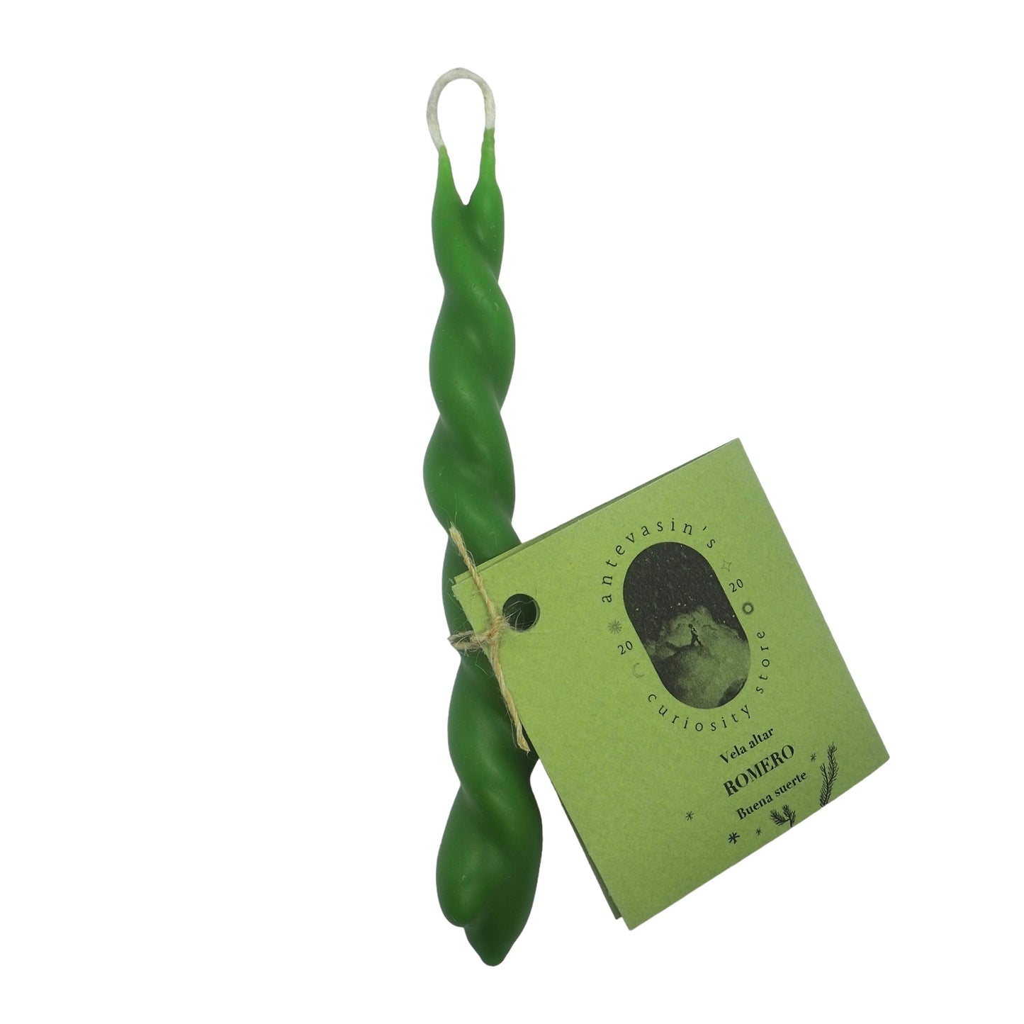 Vela verde ritual pareja ROMERO (Salud y Buena suerte) trenzada x 13cm