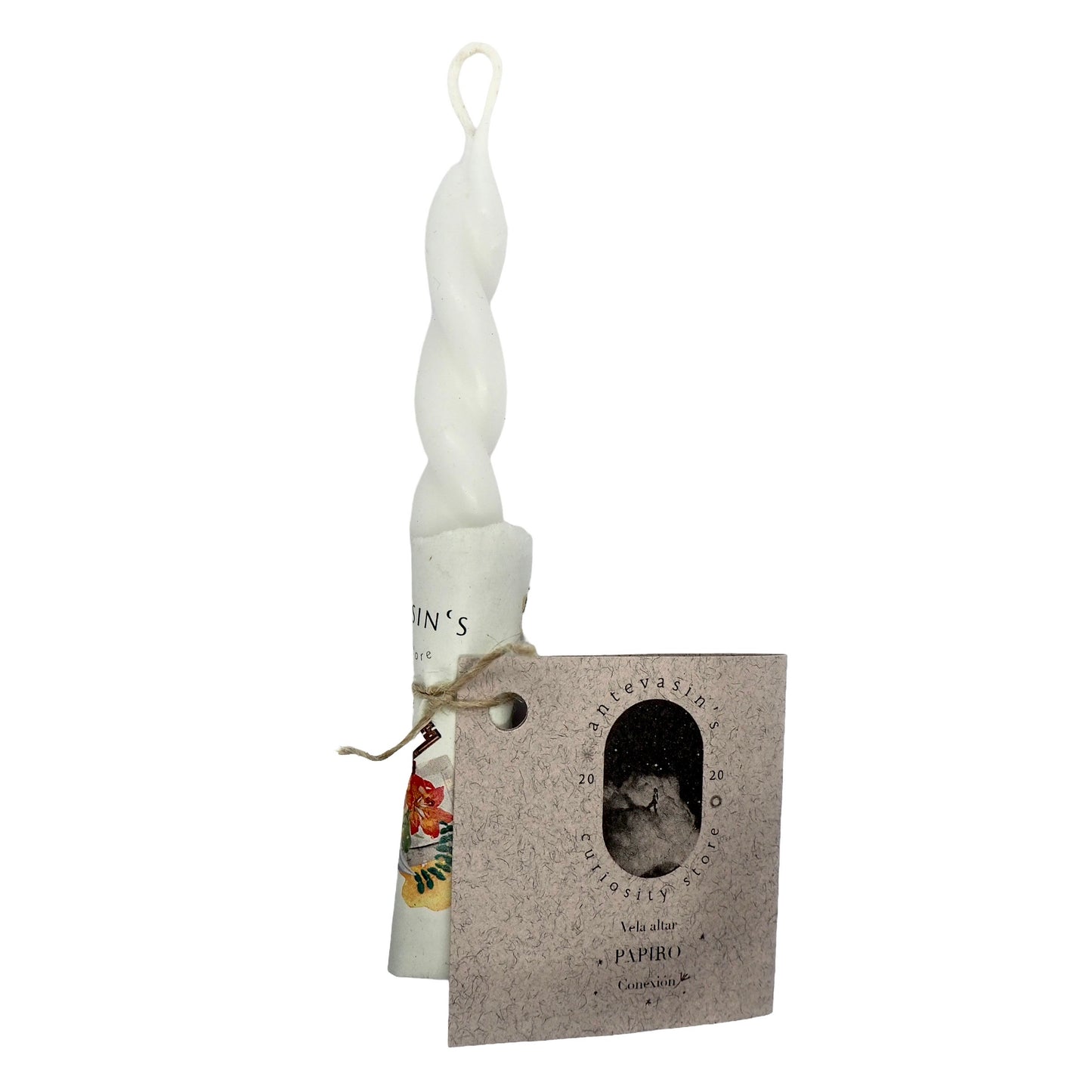 Vela ritual blanca pareja PAPIRO (conexión) trenzada 13cm