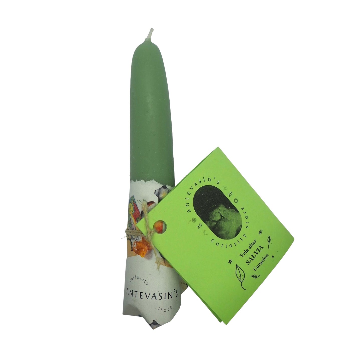 Vela ritual verde SALVIA (Curación) 40gr x 13cm