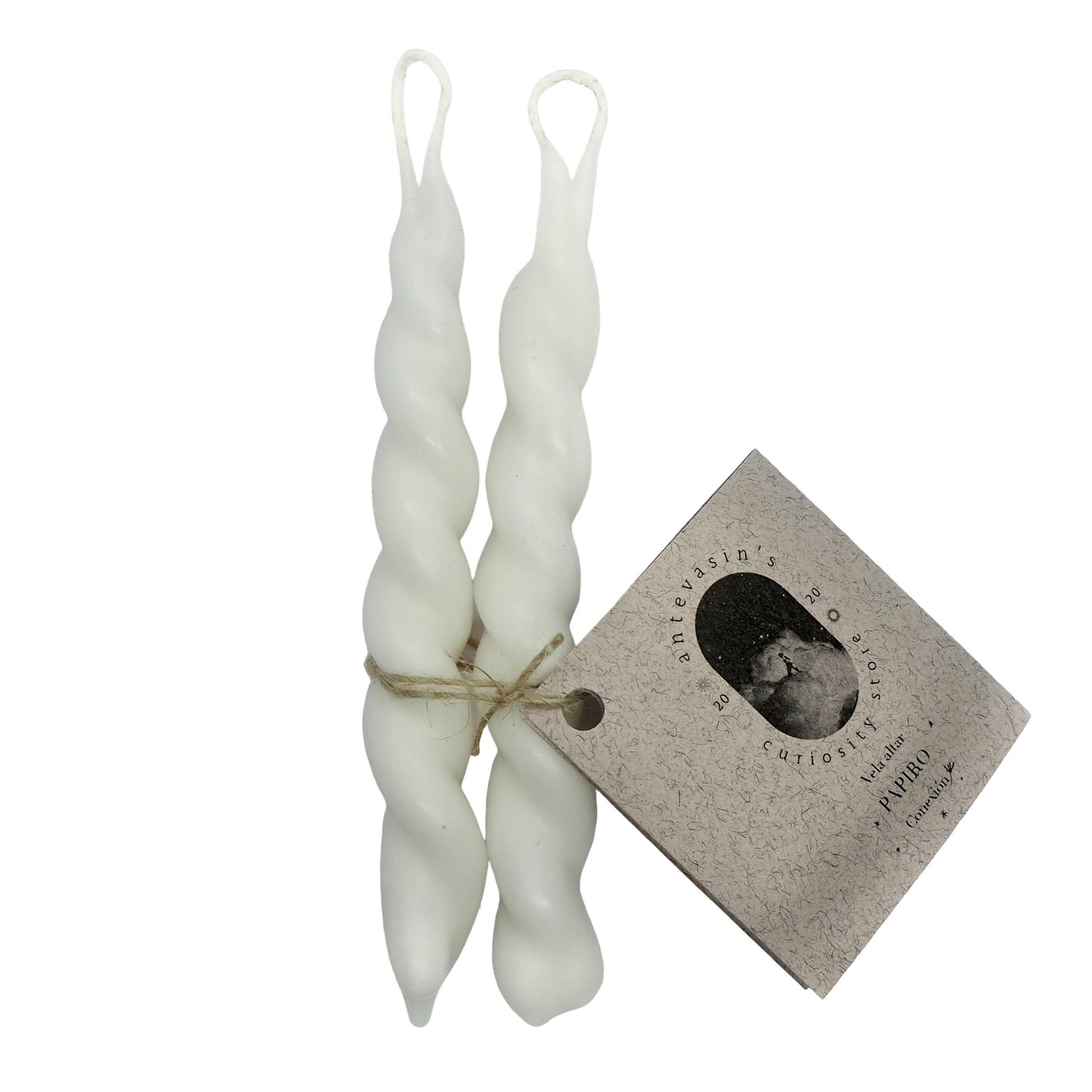 Vela ritual blanca pareja PAPIRO (conexión) trenzada 13cm
