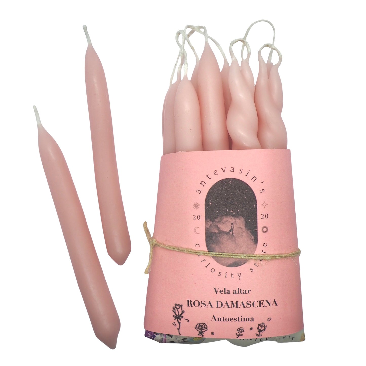 Vela ritual rosa claro ROSA DAMASCENA 15gr x 13cm (Autoestima)