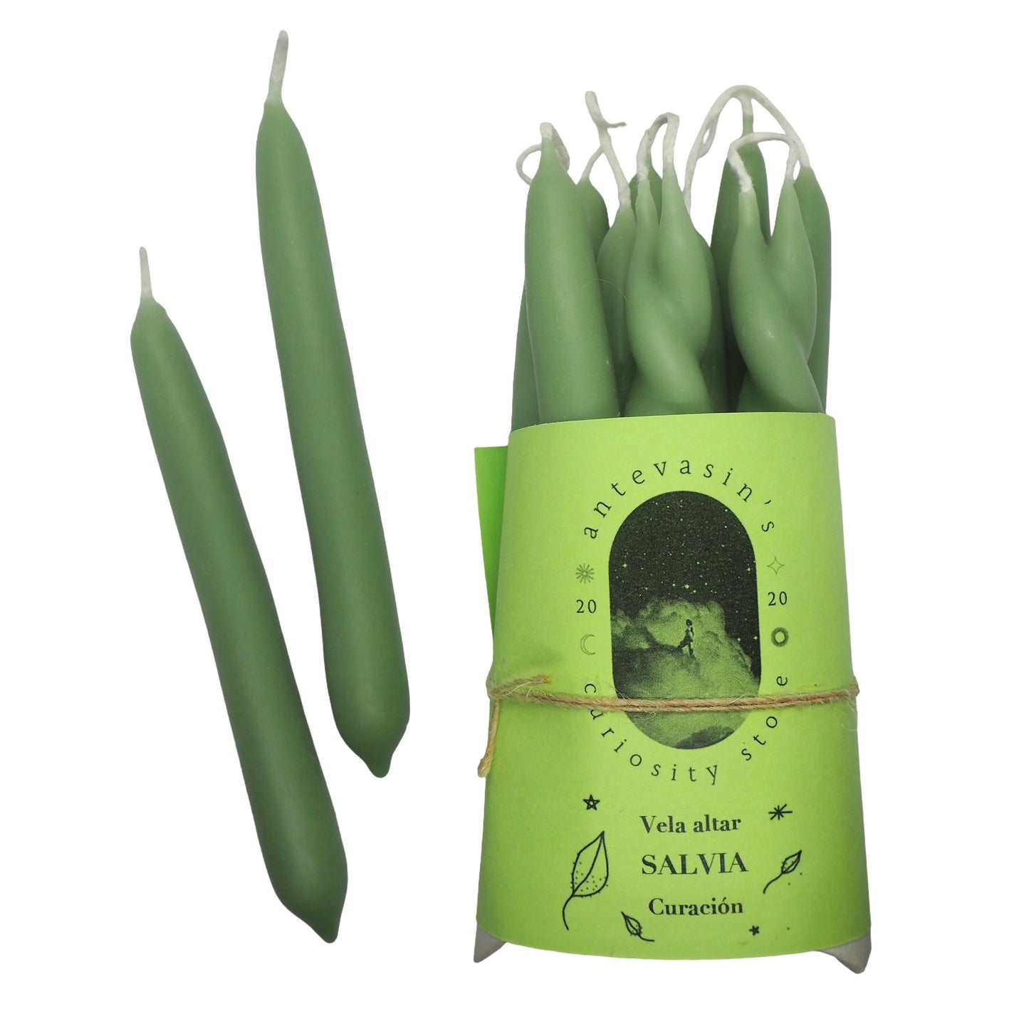 Vela ritual verde SALVIA (Curación) 15gr x 13cm