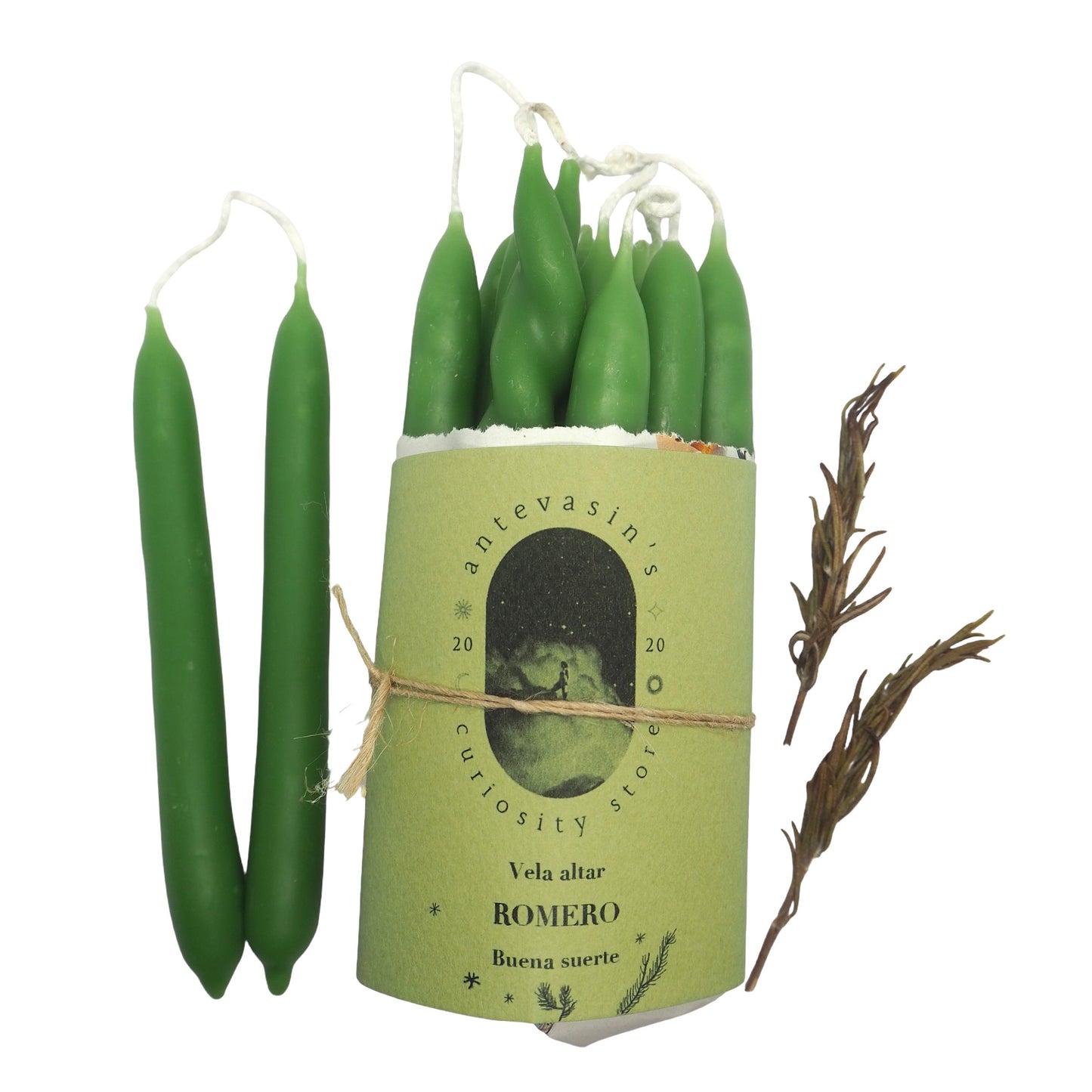 Vela ritual verde ROMERO (Salud y Buena suerte) 15gr x 13cm