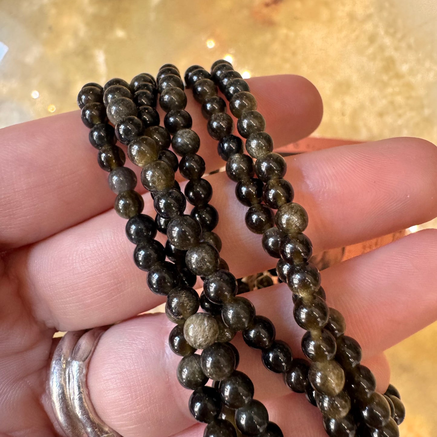 Pulsera Obsidiana Dorada 4mm
