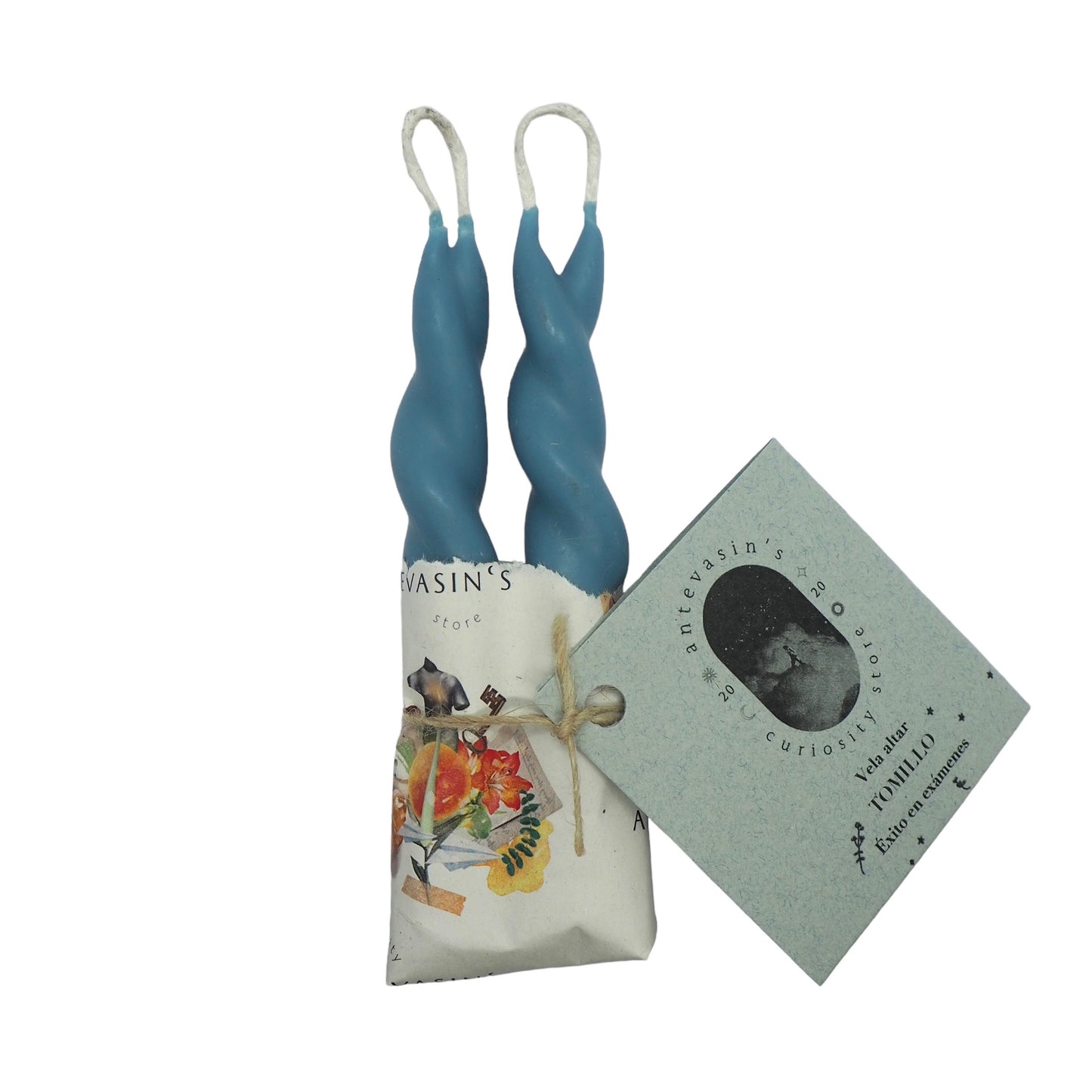 Vela ritual azul niebla pareja TOMILLO (éxito) trenzada 13cm
