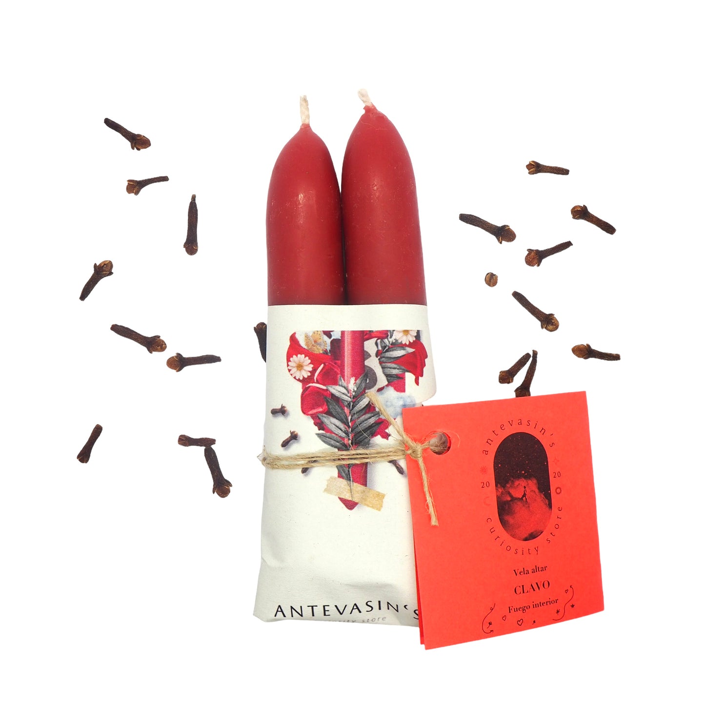 Vela ritual roja CLAVO (Pasión) 40gr x 13cm