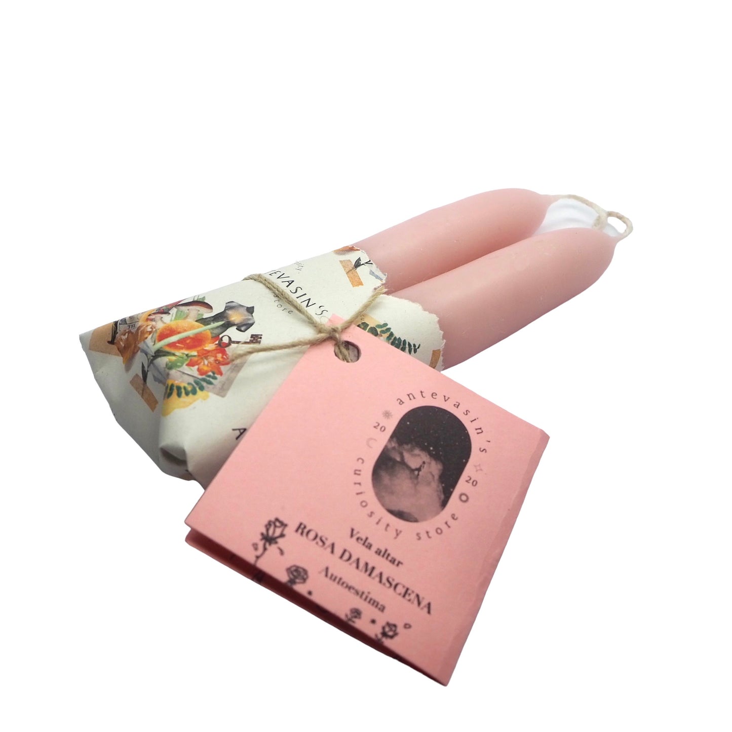 Vela ritual rosa claro ROSA DAMASCENA 40gr x 13cm (Autoestima)