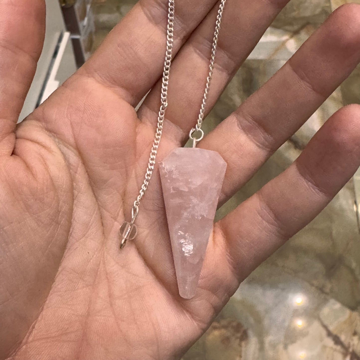 Péndulo cuarzo rosa facetado