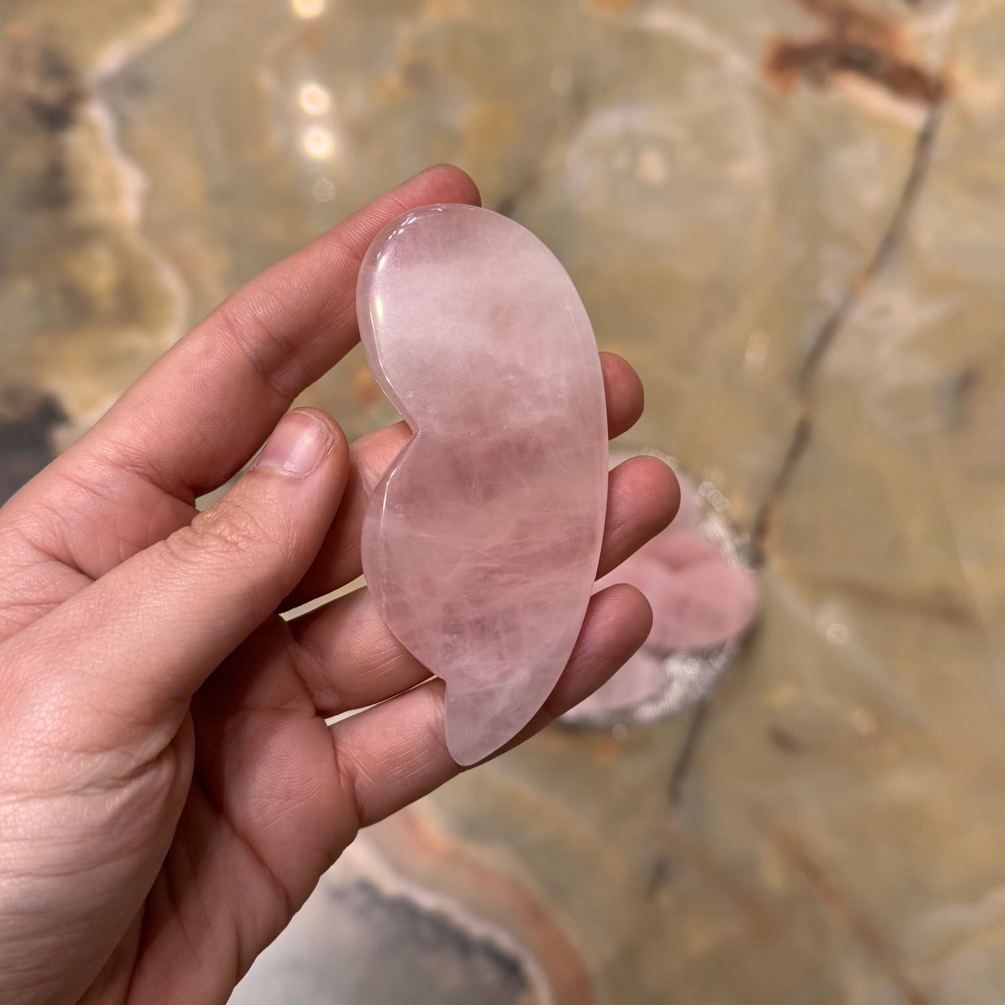 Gua sha cuarzo rosa forma calabaza