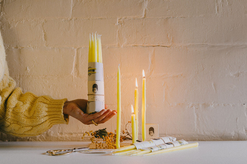 MIMOSA larga y fina 10gr/15gr (Vela ritual amarilla: Felicidad y alegría)