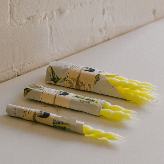 MIMOSA  larga y trenzada 25gr/35gr (Vela ritual amarilla: Felicidad y alegría)