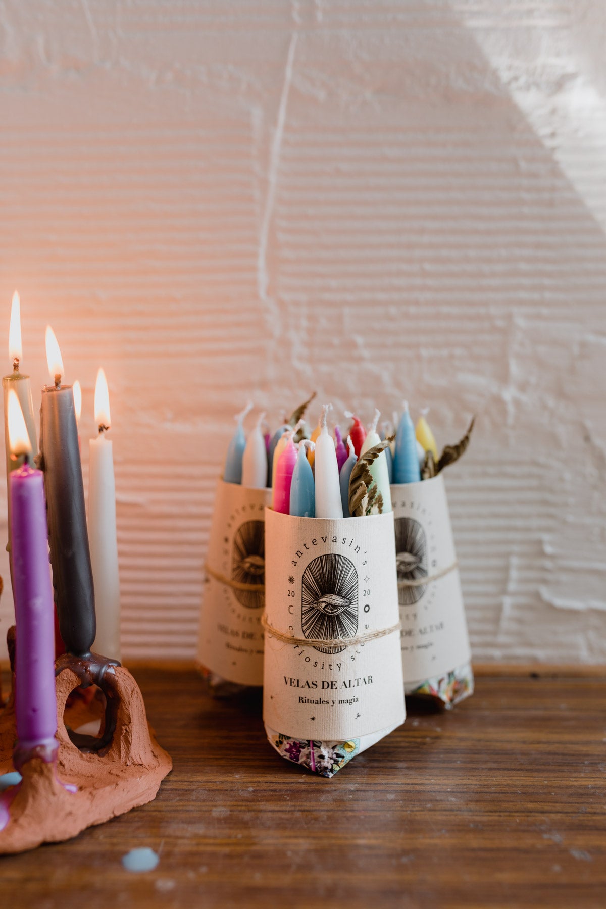 Pack 12 velas de altar para rituales 15gr x 13cm