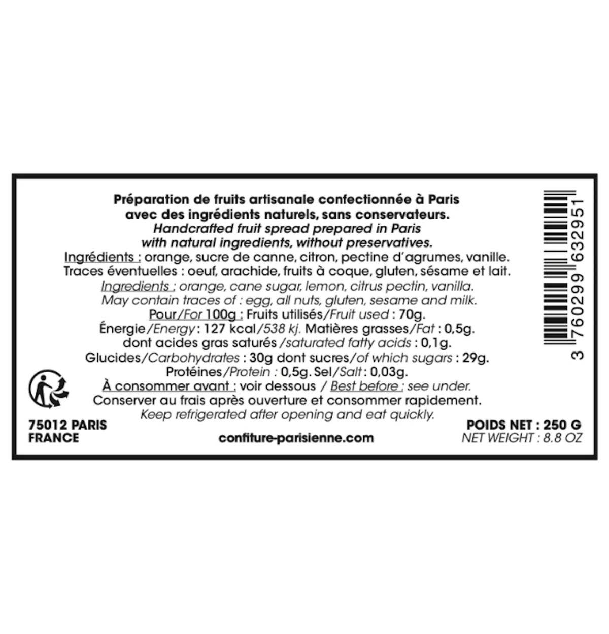 Mermelada de naranja y Vainilla