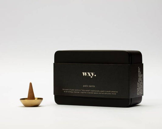 Caja de cemento con conos de incienso y quemador PALO SANTO