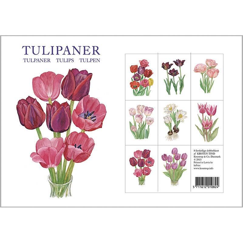 Tulipanes: 8 tarjetas de calidad con sobres, fabricadas en Europa
