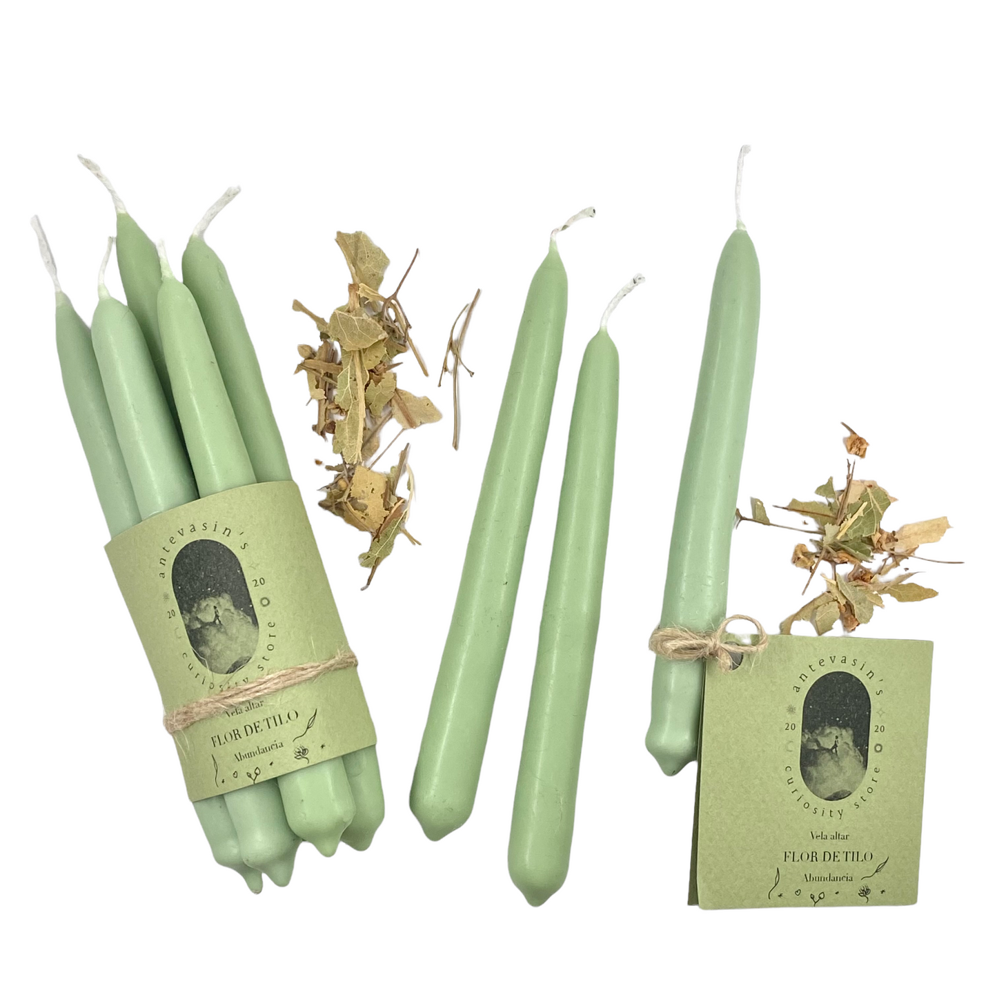 Vela ritual verde claro TILO (abundancia) 15gr x 13cm