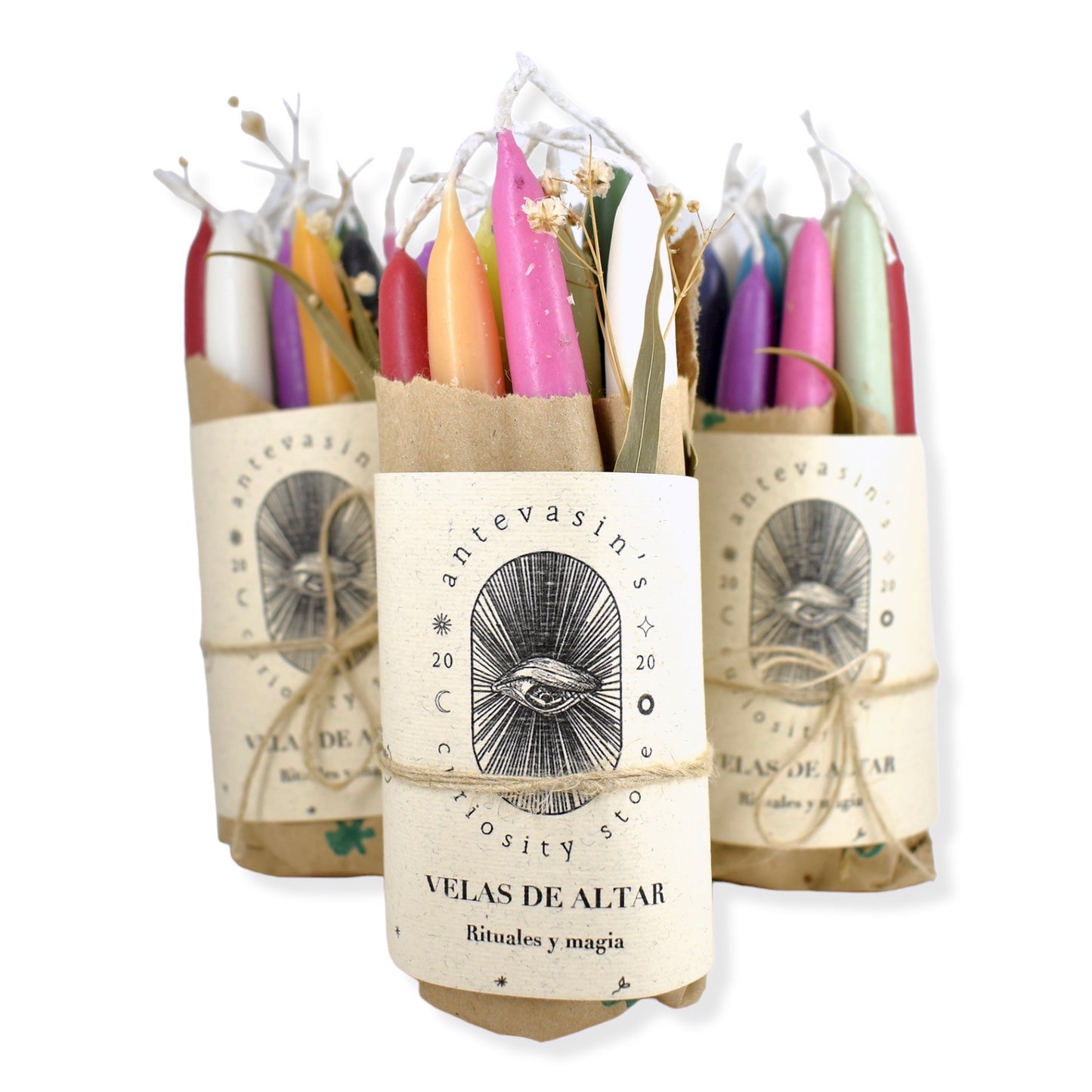 Pack 12 velas de altar para rituales 15gr x 13cm