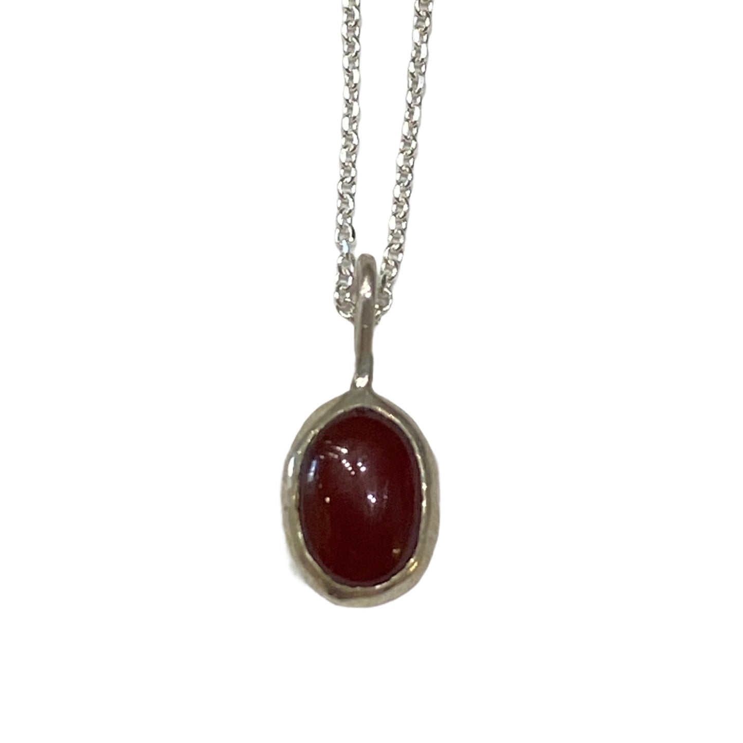 Colgante cornalina fina plata sencillo