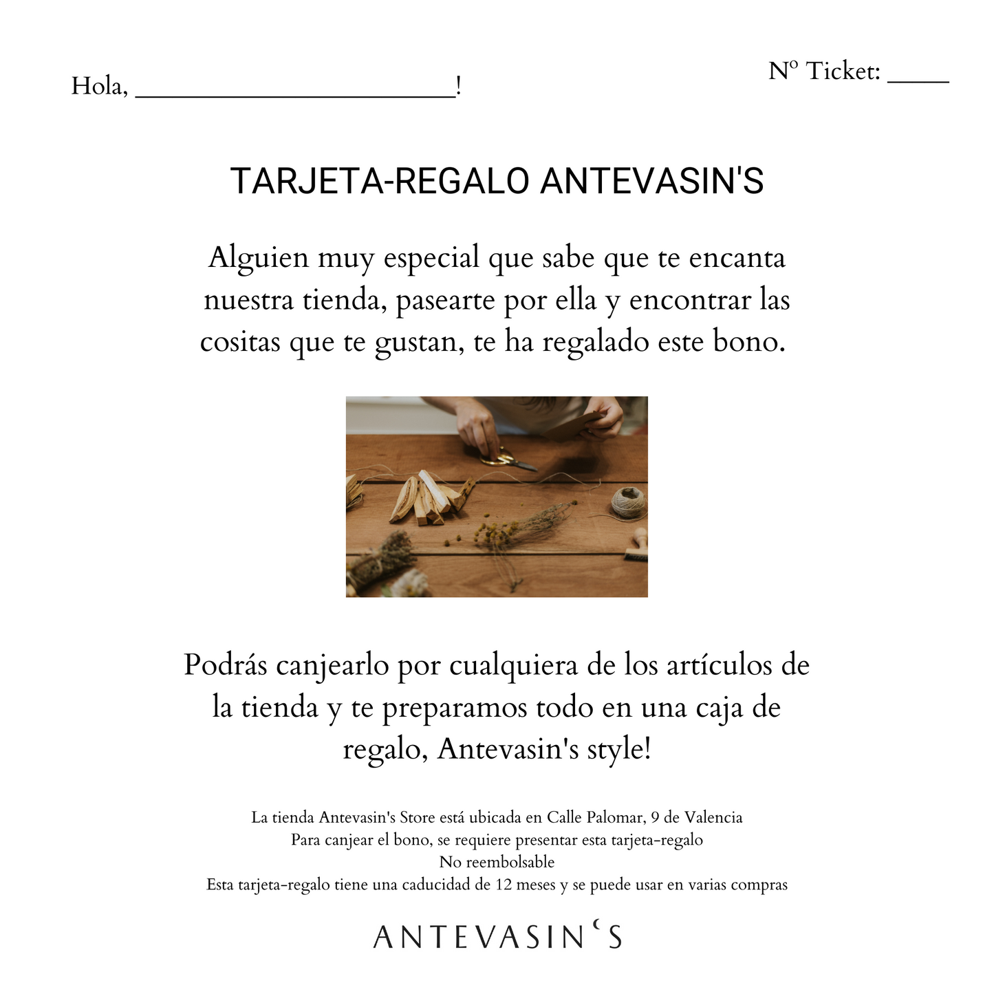 Tarjeta de regalo en Antevasin's Store