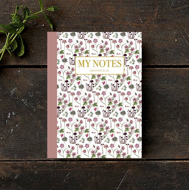 Cuaderno con estampado floral de rosas, fabricado en Dinamarca