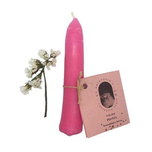 Vela ritual rosa PEONIA (fuerza y sensualidad)  40gr x 13cm