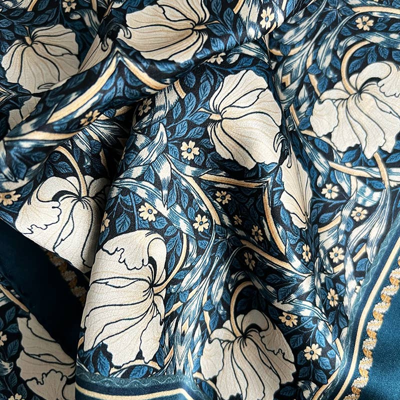 Pañuelo de seda - Morris Pimpernel azul - 50 x 50 cm