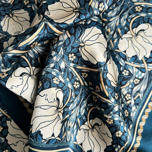 Pañuelo de seda - Morris Pimpernel azul - 50 x 50 cm