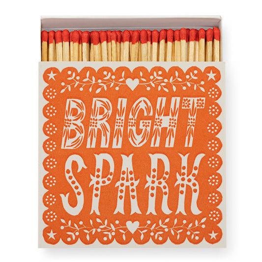 Bright Spark | Luxury matches caja naranja papel picado