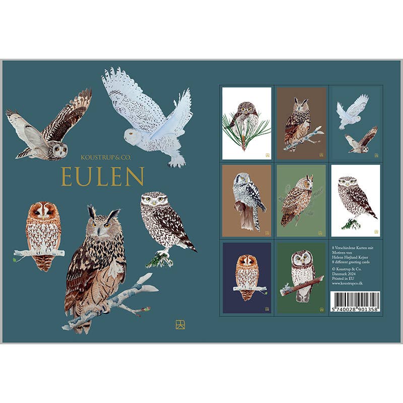 Carpeta de tarjetas Eulen - 8 tarjetas con sobres (alemán)