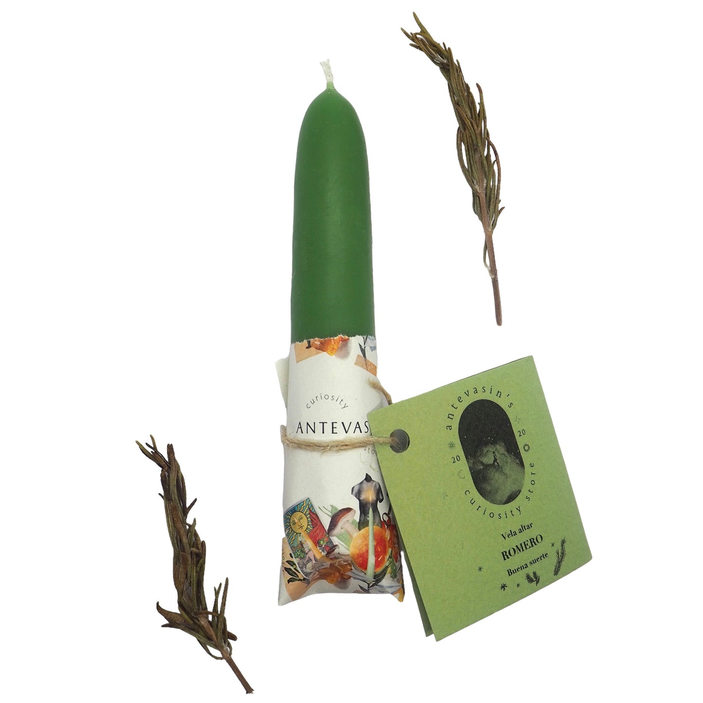 Vela ritual verde ROMERO (Salud y Buena suerte)  40gr x 13cm