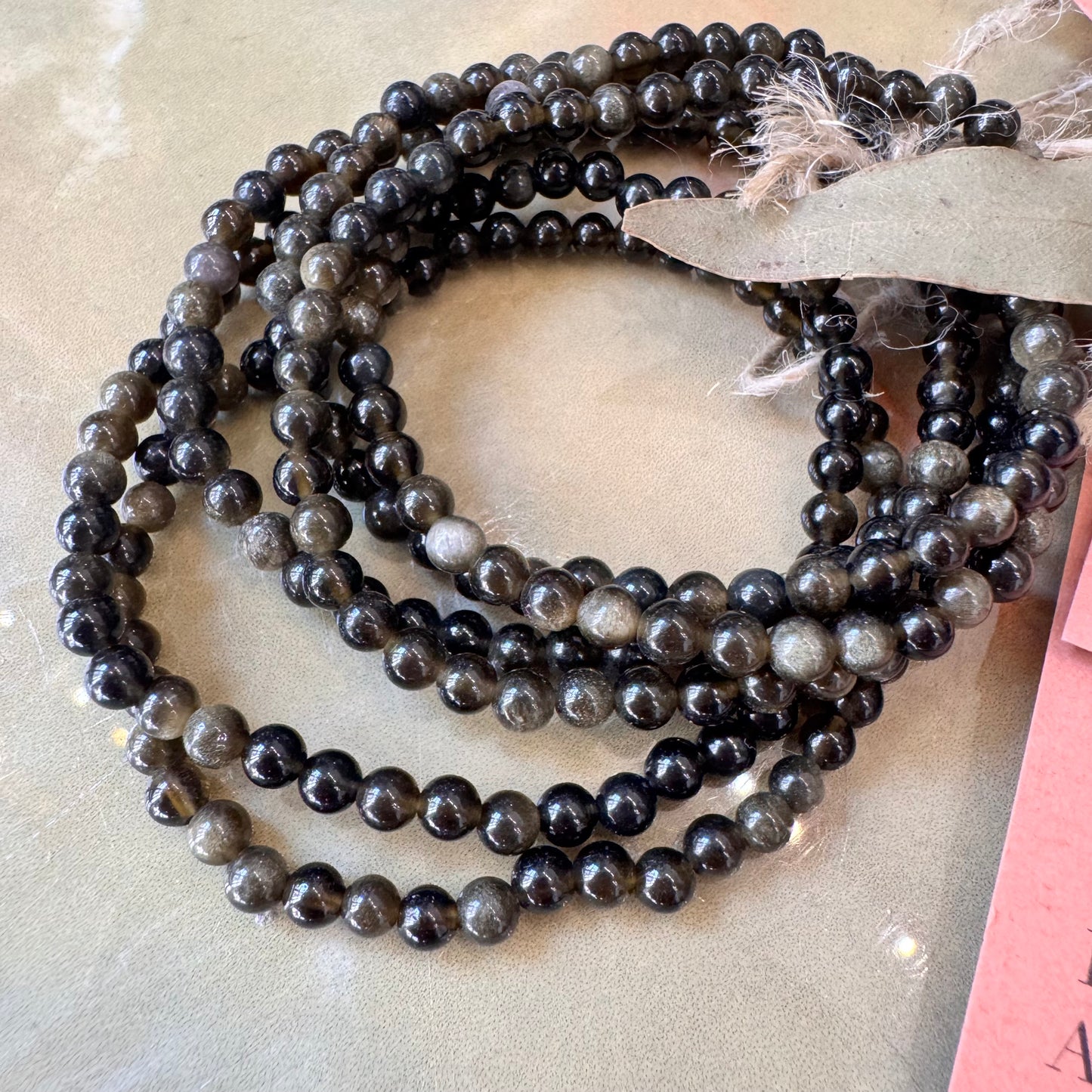 Pulsera Obsidiana Dorada 4mm