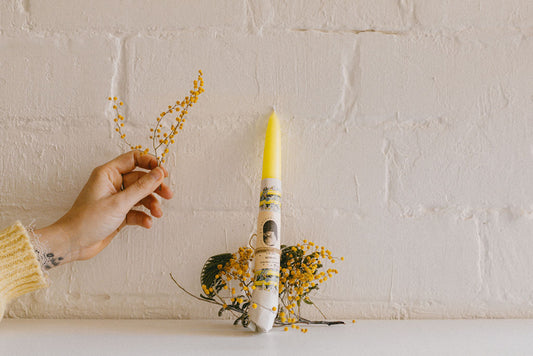 Vela ritual amarilla MIMOSA  larga gordita