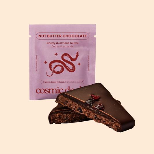 Mantequilla de un solo fruto seco con chocolate - Cereza y Almendra - SRP 16 unidades