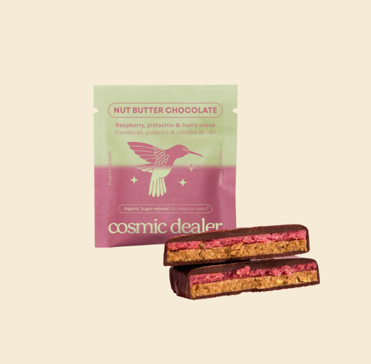 Bombones de doble capa con crema de frutos secos - Frambuesa y pistachos