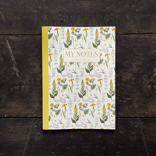 Cuaderno con patrón floral amarillo - Hecho en Dinamarca