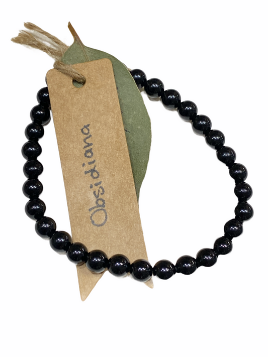 Pulsera cuentas obsidiana