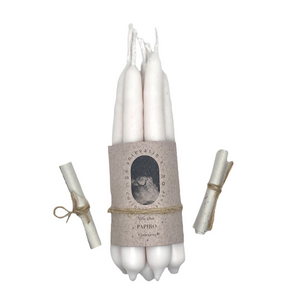 Vela ritual blanca PAPIRO (conexión)  15gr x 13cm