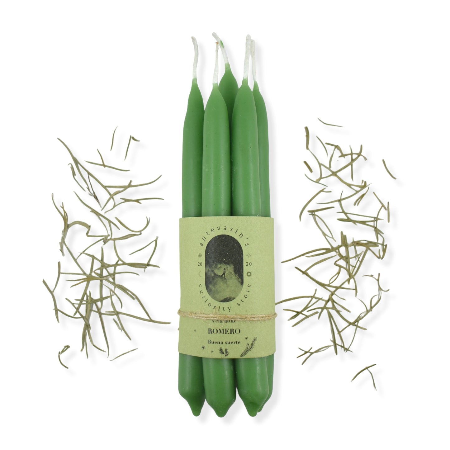 Vela ritual verde ROMERO (Salud y Buena suerte)  15gr x 13cm