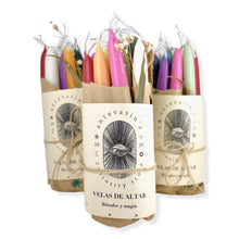 Cargar imagen en el visor de la galería, Pack 12 velas de altar para rituales 15gr x 13cm
