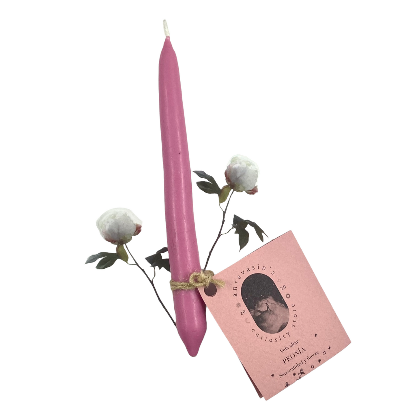 Vela ritual rosa PEONIA (fuerza y sensualidad)  15gr x 13cm